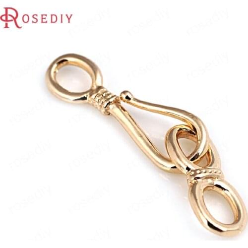 D169)6 Sets 22X4mm 27x5mm 36x7mm 24K Champagne Gold Color Brass Necklace Clasps Connector High Quality Jewelry Accessories