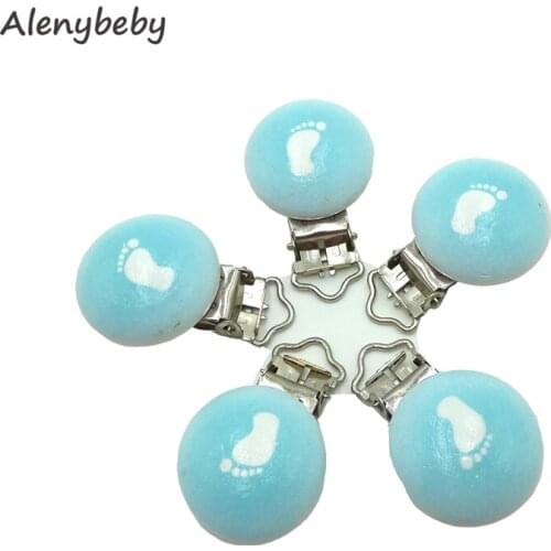 Wooden pacifier Clips Round Printed pattern Wooden Clip Charms For Baby Pacifier Chain Teether Toys Diy Dummy Clip Holder Chain