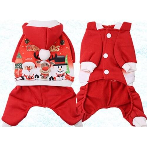Fleece Dog Clothes Christmas Jumpsuit For Small Medium Dogs Pug Poodle Red Cat Clothing New Year Dog Pajamas Romper Coat Winter