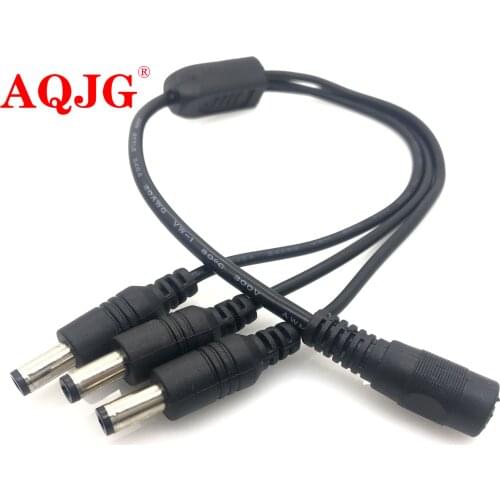 2pcs 1 to 3 Port DC Power Splitter power Adapter Cable 5.5 x 2.1 2.5 mm Plug for Led Strip CCTV Camera