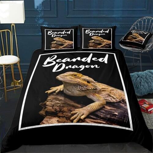Bearded Dragon Print Bedding Set For Bedroom Soft Bedspreads For Double Bed Home Duvet Cover Quality Quilt Cover+Pillowcasex2