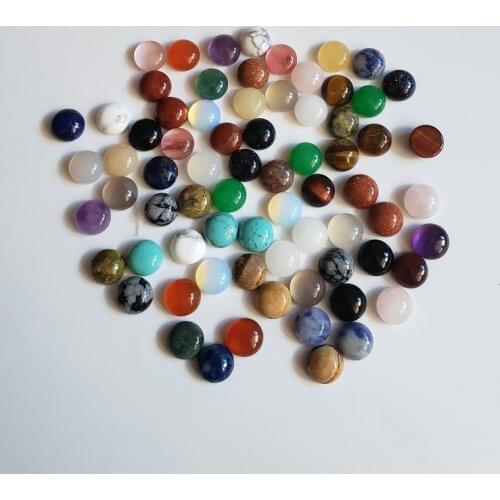 Wholesale 50pcs/lot fashion good quality assorted natural stone bead round cab cabochon bead for jewelry Accessories 8mm no hole