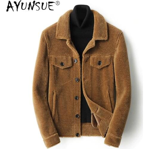AYUNSUE Winter Jacket Men 2020 Mens Clothing Short 100% Wool Fur Coat Male Suede Jackets Mens Chaqueta De Los Hombres LXR799
