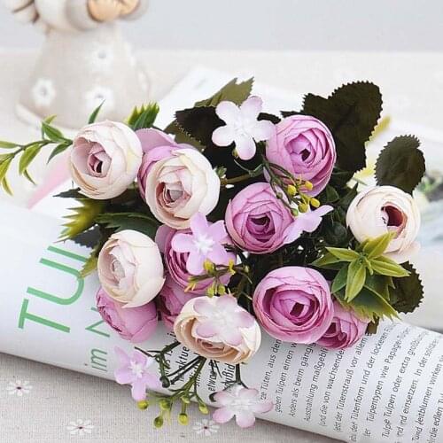 13Heads small silk Artificial Flowers peony flores fleur artificielles Camellia for Home christmas decoration fake Flower bouque