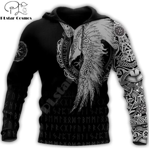 Viking Raven Tattoo 3D All Over Printed Mens autumn Hoodie Harajuku Unisex Casual Pullover Streetwear Jacket Tracksuits DK136