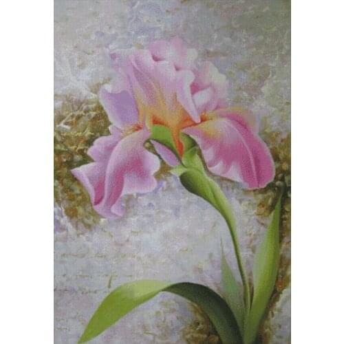 Romantic A Pink Iris Flowers Top Quality Embroidery Needlework 14CT Unprinted Cross Stitch Kits DIY Art Handmade Home Decor