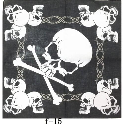 New Fashion 55*55cm Hip Hop Cool Biker Cycling Cotton Black Skull Bandana Skull Headbands Headwear for Men