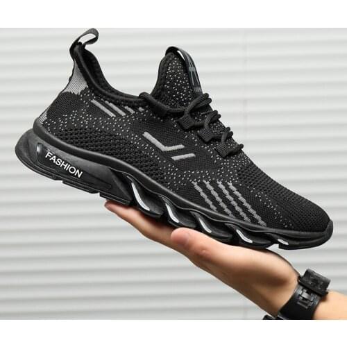 New 2019Men Knit Sneakers Breathable Athletic Running Walking Gym Shoes Outdoor Lightweight Sneakers for