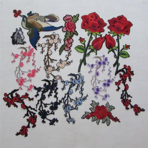 New arrive plum blossom patterned hot melt adhesive applique embroidery patches stripes DIY accessories patches stripes