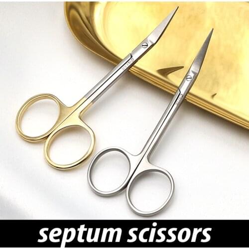 Septum scissors gold handle stainless steel nose shaping scissors 45 degree Angle nose surgery scissors