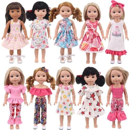 Doll Clothes Sling Dress Multicolor Short Skirt Summer Casual Dress For 14 Inch Wellie Wisher & 32-34 Cm Paola Reina,Birthday
