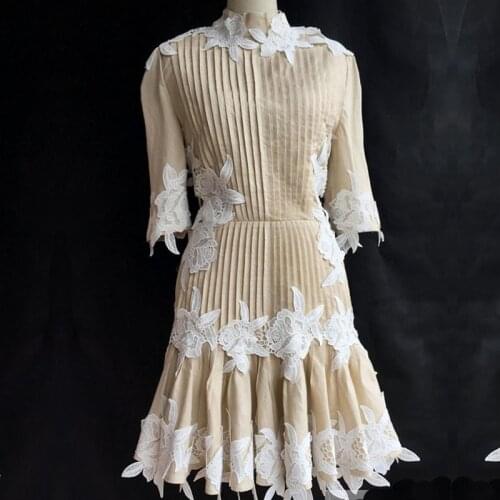 Runway Designer Puff Sleeve Cross Tied Backless Patchwork Embroidery Woman Mini Dress Noble Party Night Club Dress Vestidos