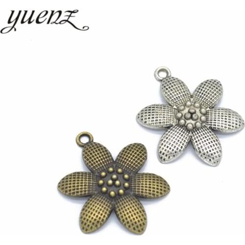 YuenZ 3pcs Alloy Charms Antique Silver color flower Pendants Jewelry Findings For DIY Handmade Jewelry Making 37*29mm Q148
