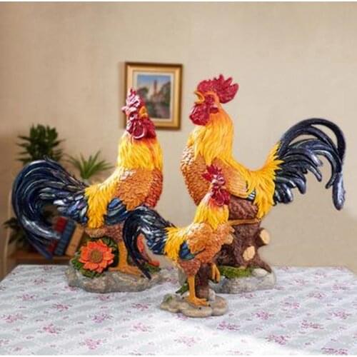 European-style resin rooster crafts, animal chicken sculpture ornaments, home villa garden decorations, creative gifts