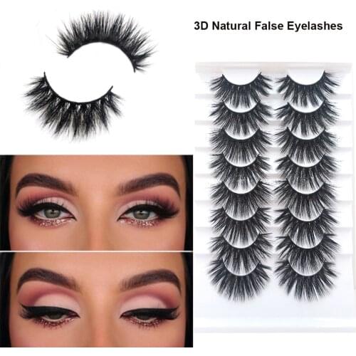 8 Pairs Eyelashes 3D Natural Lashes Long Fluffy Wispy Natural False Fake Lashes Soft Eyelash Lash Extension Supplies Makeup