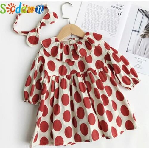 Sodawn 3-7 Years Girl Dress Spring Dot Casual Full Sleeve Children Clothes Kids Girl Clothing Princess Dress