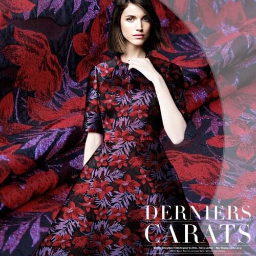 155CM Wide Dark Red Jacquard Fabric for Autumn and Winter Clothes Coat Jacket