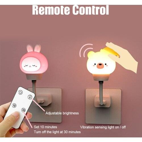 Remote Control USB Night Light 0.8W Cartoon Figure Lamp with Adjustable Brightness Gift for Computer Breastfeeding Bed JS22