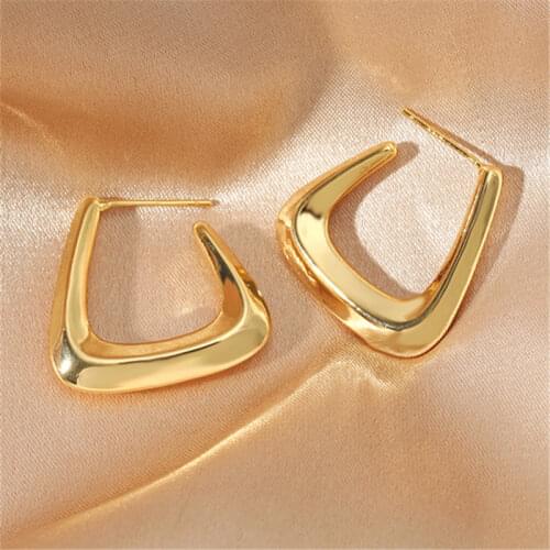 MANGOSKY New Geometric Flat Irregular Surface Unevenness C Shape 925 Silver Needle Earrings