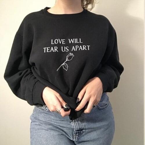 Women Sweatshirts Love Will Tear Us Apart Crewneck Sweatshirt Hoodie 80s Music Joy Division Unknown Pleasures Grunge Clothing