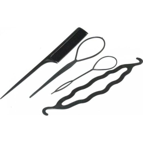 4Pcs/Set Black Plastic DIY Styling Tools Pull Hair Clips For Women Hairpins Comb Hair Bun Maker Dount Twist Hair Accessories