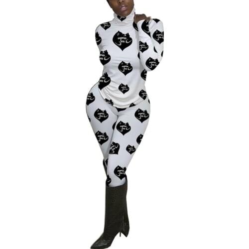 S-XXL Casual Sports Suit Printed Long-Sleeved Top and Trousers Two-Piece Female Spring and Autumn Sportswear