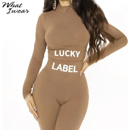 Autumn Letter Print Top Sporting Leggings Fitness Two Pieces Sets Woman Casual Stretchy Skinny Tracksuit Outfits Workout Suit