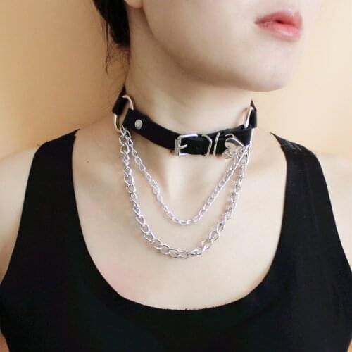 Punk Women Choker Chain Necklace Leather Goth Choker Harajuku Collar Women Girls Kawaii Gothic Necklace Fetsival Jewelry