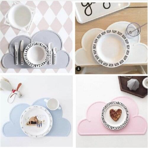 1Pcs Cloud Shape Placemat Kids Plate Silicone Mat Food Grade Table Pad Waterproof Heat Insulation Kitchen Gadget Easy Cleaning