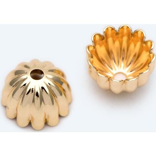 10pcs Flower Bead Caps 9mm, Real Gold Plated Brass, Floral Tassel Caps, For Jewelry Finding (GB-2167)