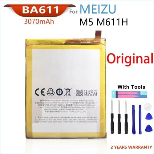 100% Genuine BA611 Battery For Meizu M5 Meizy Meilan 5 3070mAh Mobile Phone New High Quality Batteries Bateria With Tools