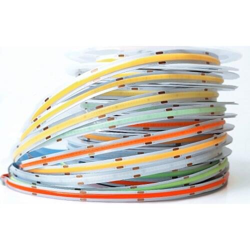 DC 12V 24V COB LED Strip Light 8mm 10mm 384/528leds/m High Density Flexible Tape Light Dimmable FOB Linear Ribbon Red Green Blue