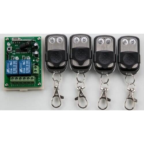 2017NEW DC12V 2CH 10A Radio Controller RF Wireless Push Remote Control Switch teleswitch 4pcs Transmitter +1pcs Receiver