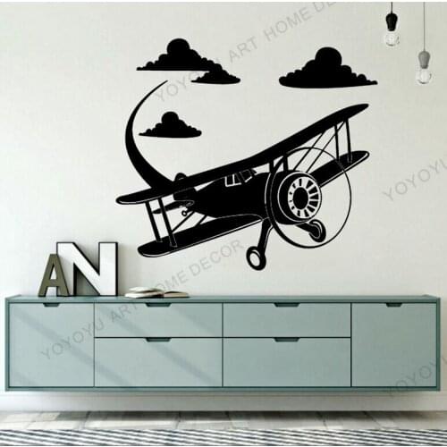 3D Propeller Fighter Sticker Vehicle Decal Aircraft Posters Vinyl Wall Decal Airplane Parede Decor Mural Airplane Sticker rb219