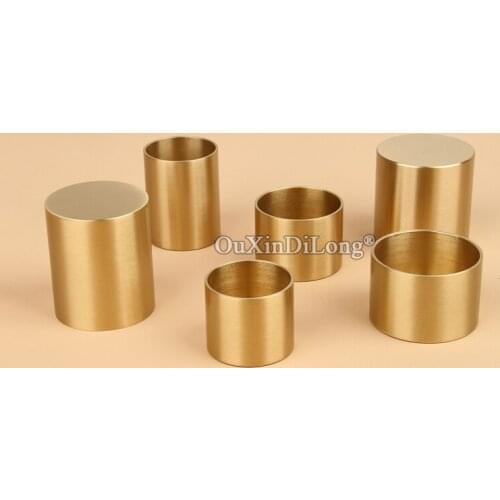 4PCS Round Furniture Brass Back Protective Cover Copper Foot Cap Table Round Brass Sleeve Brass Wood Armrest Sleeve GF594-1