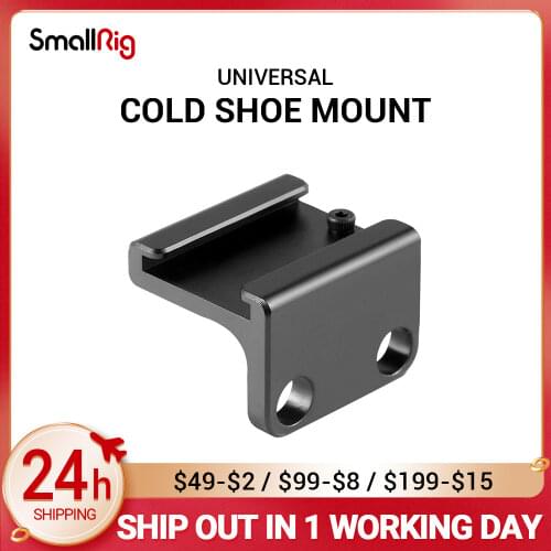 SmallRig Camera Cold Shoe Mount Adapter 90 degree Angled for DSLR Camera Rig Attach to Side Cage with 1/4" Screws - 1593