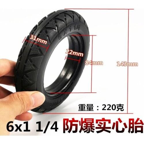 6 Inch Electric Scooter Tire Accessories Aluminum Alloy Wheel Hub 6X1 1/4 Inflatable Inner and Outer Tire Solid Tire 8mm 10mm