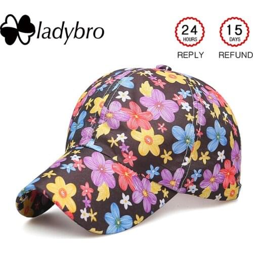 Ladybro Baseball Cap Women Printing Flowers Cap Female Summer Hat Cap Lady Snapback Cap Cotton Gorras Fashion Sport Hat Bone