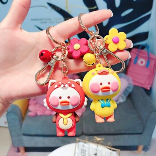 Korean Cute Yellow Duck Keychain Cartoon Doll Key Chain Female Girl Car Bag Pendant Key Ring Couple Llavero Gifts Accessories