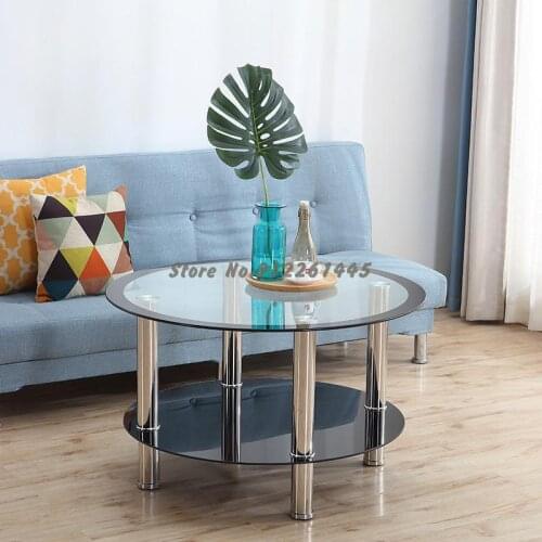 Toughened Glass Tea Table Round Household Small Family Living Room Modern Simple Small Round Table Tea Table Personalized Creati