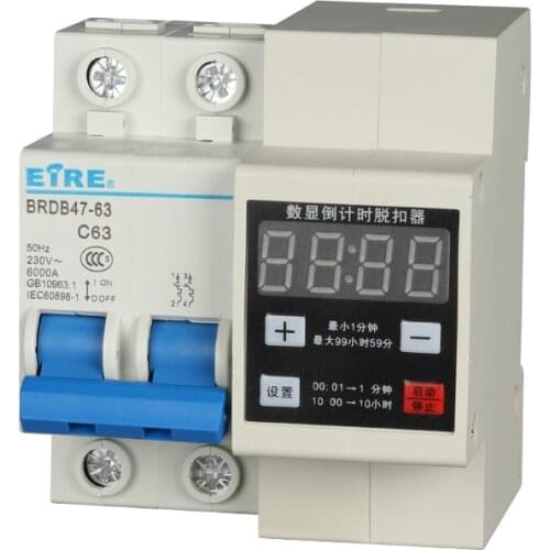 10A 16A 20A 25A 32A 63A digital display adjustable timer switch countdown trip circuit breaker with timing function delay module