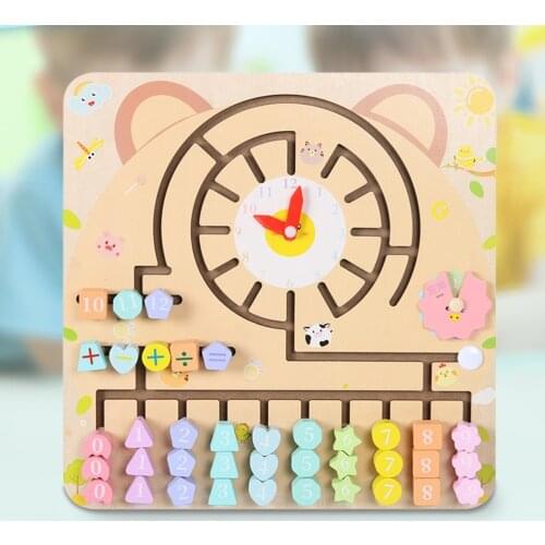 1 Set Wooden Puzzle Number Maze Double-Sided Learning Board Match Puzzles Games Drawing Board Educational Math Toys #20