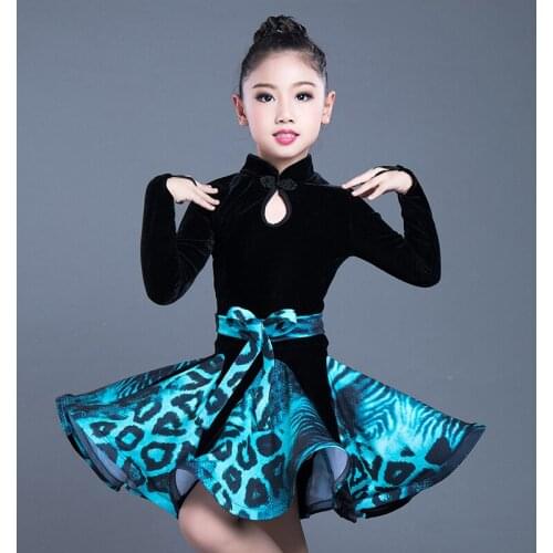 New Girls Dancewear long sleeve Latin Dance Dress Children Dance Performance Competition Standard Dress Kids Dance Costumes
