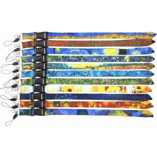 40pcs Cute Lanyards Neck Strap Sunflower Oil Painting Lanyard for Keys Cell Phone Charm Straps Lanyards Keychain Diy