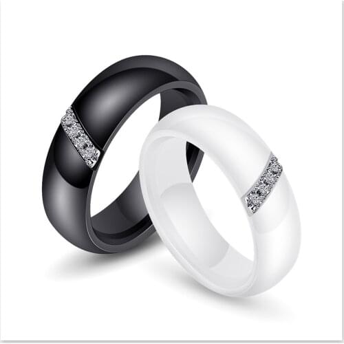 Eamti White Ceramic Ring for Women Man Black Wedding Band 6mm Width Couple Rings Wholesale alianca de casamento Drop Shipping