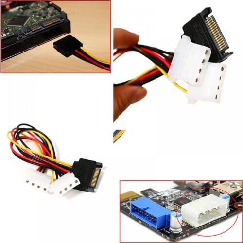 Brand New 1 Pc Power Adapter Cable 15 Pin Sata Male To Dual Molex 4 Pin Ide Hdd Female Computer Connect