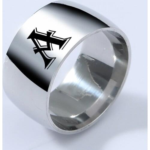 12MM Personalised Initial Ring Engrave A to Z Alphabet Stainless Steel Signet Blank Plain Ring Band 12 Zodiac Ring For Men Women