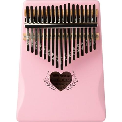 17 Key Pink Color Kalimba Thumb Piano Finger Sanza Mbira High-Quality Solid Wood Body Keyboard Musical Instrument for Kids