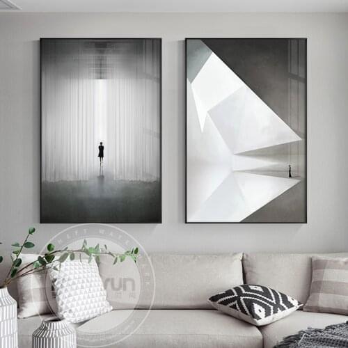 Modern Street Buiding Canvas Painting Fashion Wall Art Picture White and Black Print Poster for Living Room Artistic Lobby Decor