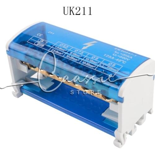 Din Rail Terminal Block Distribution Block Box UK211 Modular Screw Connection Power Universal Electric Wire Junction Box